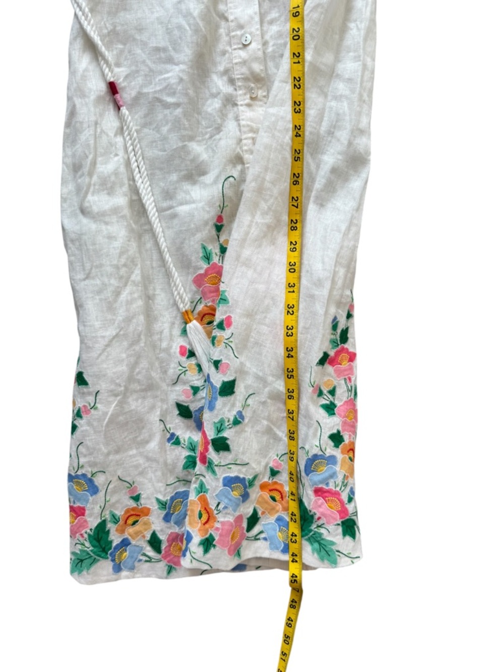 Zimmermann Floral Embroidered Linen Vyshyvanka Dress Bubble Sleeve Belted 0P - Picture 8 of 11